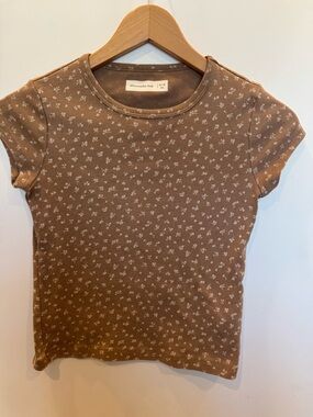 abercrombie kids Brown Tee with White Micro Floral Print